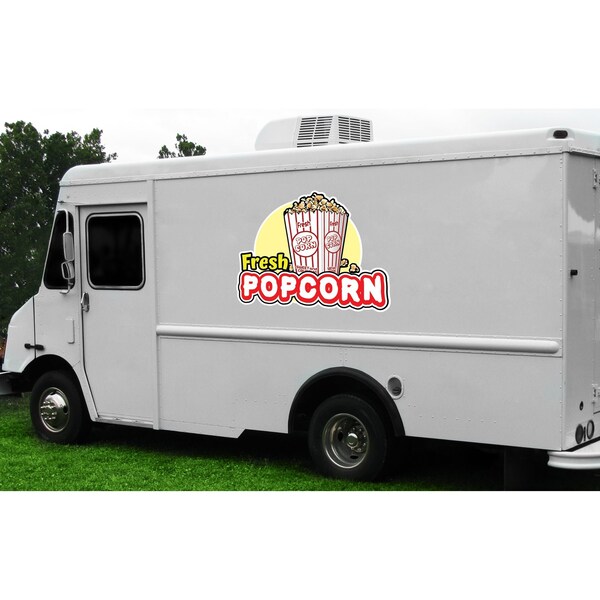 Safety Sign, 9 in Height, Vinyl, 6 in Length, Fresh Popcorn, D-DC-12-Fresh Popcorn